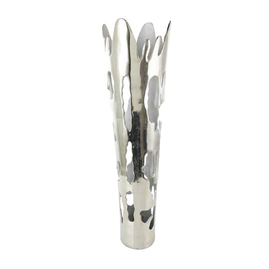 31" Silver Aluminum Drip Vase with Melting Designed Body